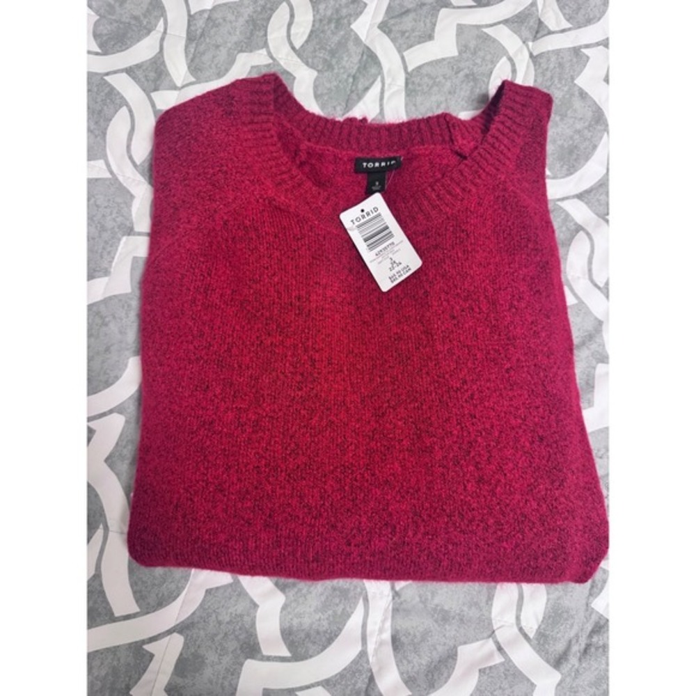 Torrid Vegan Cashmere Pullover Sweater Jester Red Marled Knit Crew Neck 3X 3 NEW - Picture 6 of 6